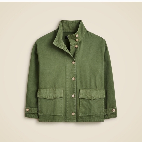 J Crew Army Olive Green Twill Field Cargo Jacket - Picture 10 of 12
